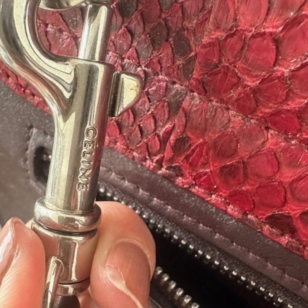 Celine Python Trapeze in Red, Burgundy, Brown, Like New - Picture 8 of 11